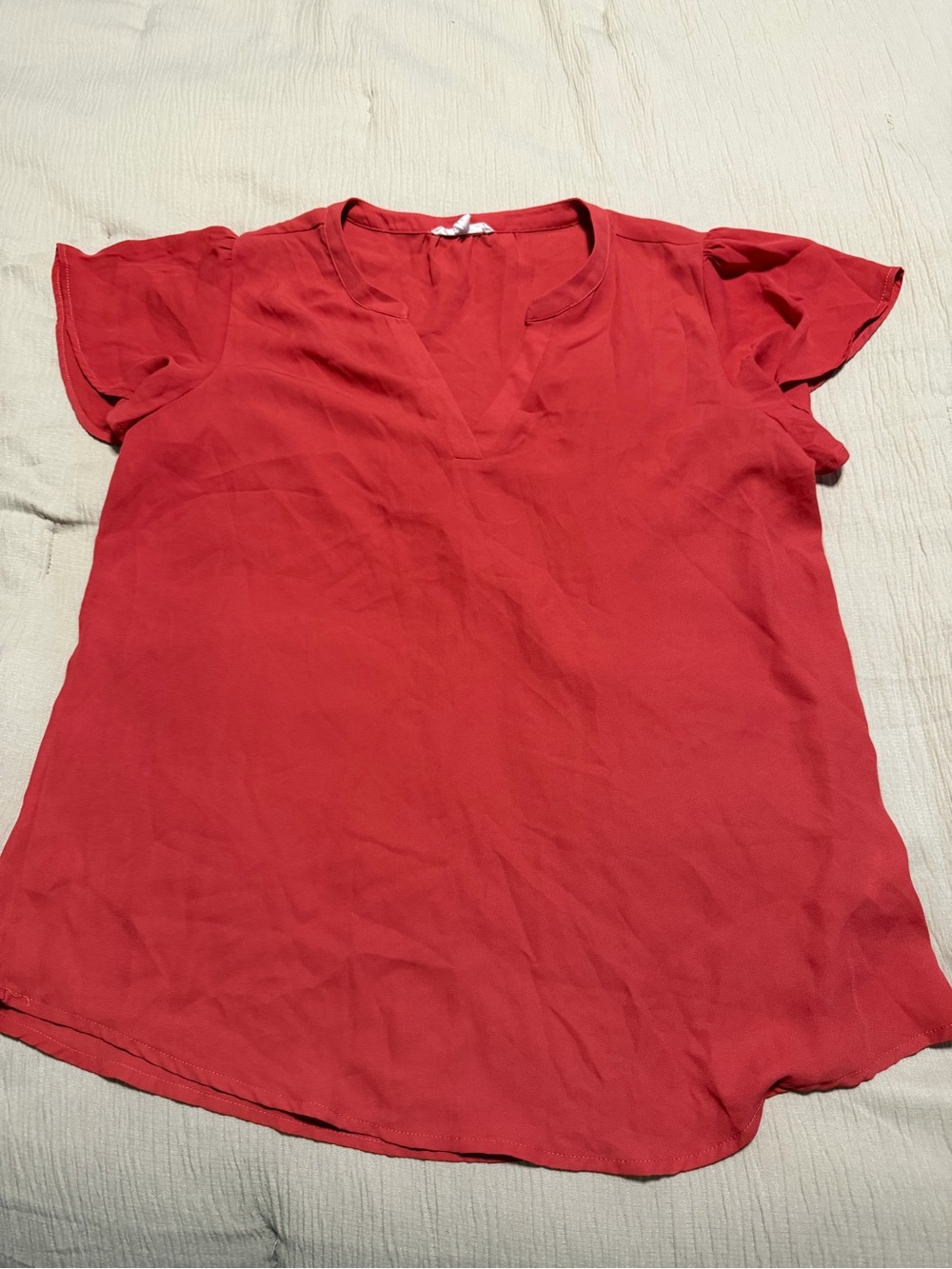 Maurices Coral V-Neck Short Sleeve Top